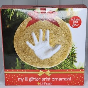 Gold Glitter Circle Handprint Ornament